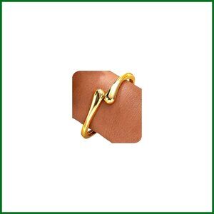 Gold Plated Chunky Adjustable Twist Cuff Bangle Bracelet